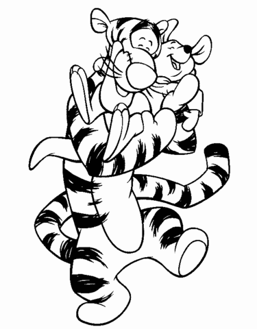 Tigger Hugged Piglet  Coloring Page